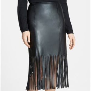 FAUX Leather Fringe Skirt